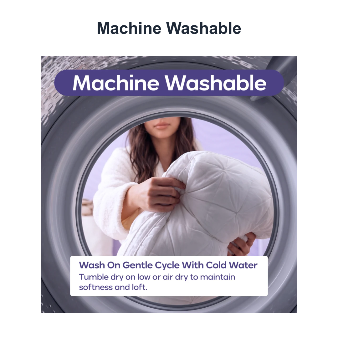 machine washable pillow care on gentle cold cycle