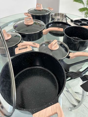 Customer photo for 25-Piece Ceramic Granite Cookware Set