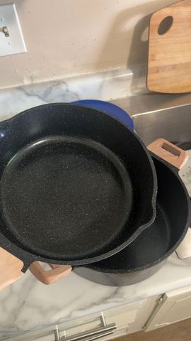 Customer photo for 25-Piece Ceramic Granite Cookware Set