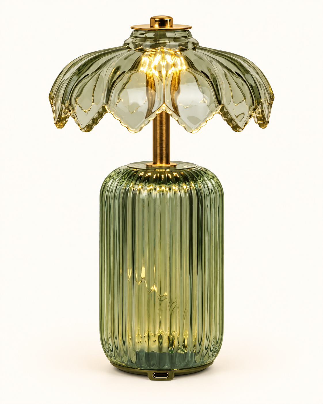 green cordless flower crystal table lamp product detail