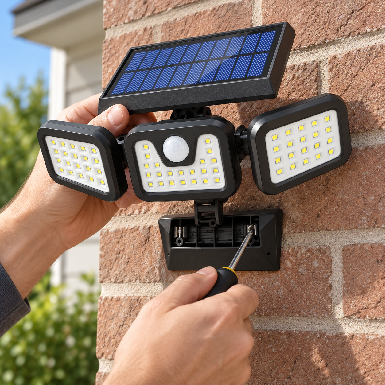 solar wall light mounting bracket installation on exterior wall