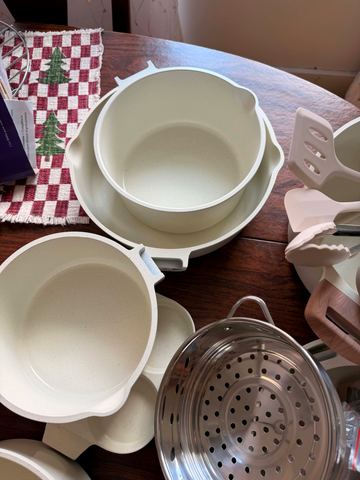 Customer photo for 25-Piece Ceramic Granite Cookware Set