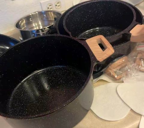 Customer photo for 25-Piece Ceramic Granite Cookware Set