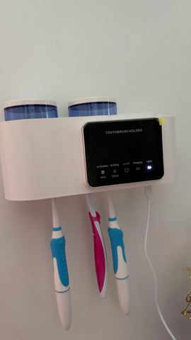 Customer photo for Wall Mounted Toothbrush Holder Sterilizer BOGO Bundle