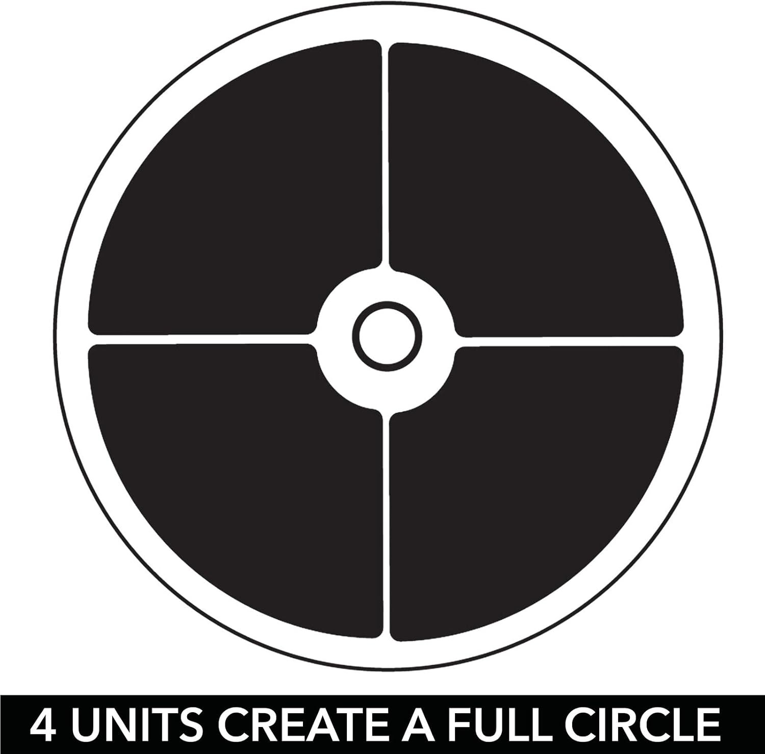 Four curved storage bins arranged into a full circle