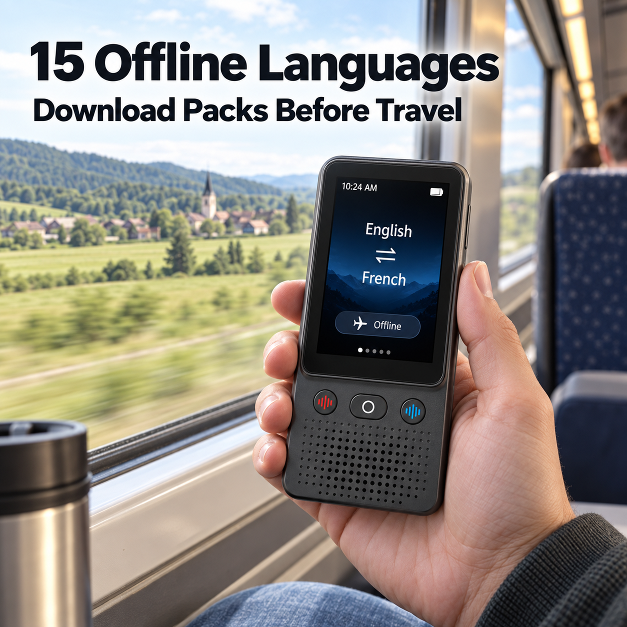 handheld translator with 15 downloaded offline languages for travel