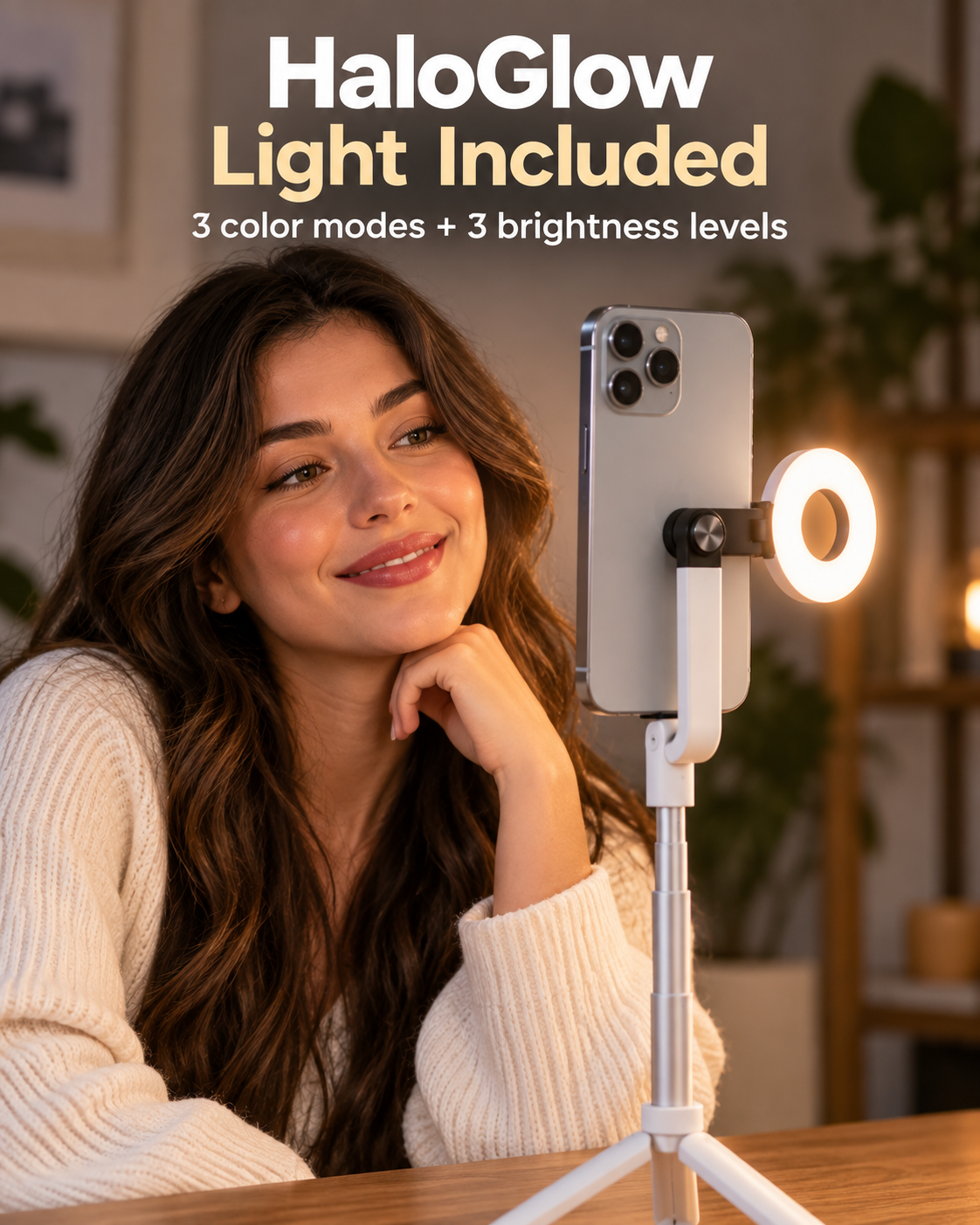 HaloGlow magnetic phone light included with three color modes
