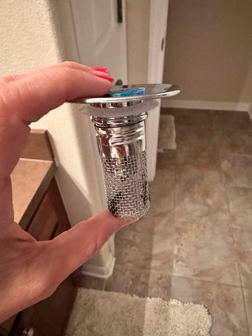 Customer photo for Stainless Steel Pop-Up Bathroom Sink Stopper Bundle