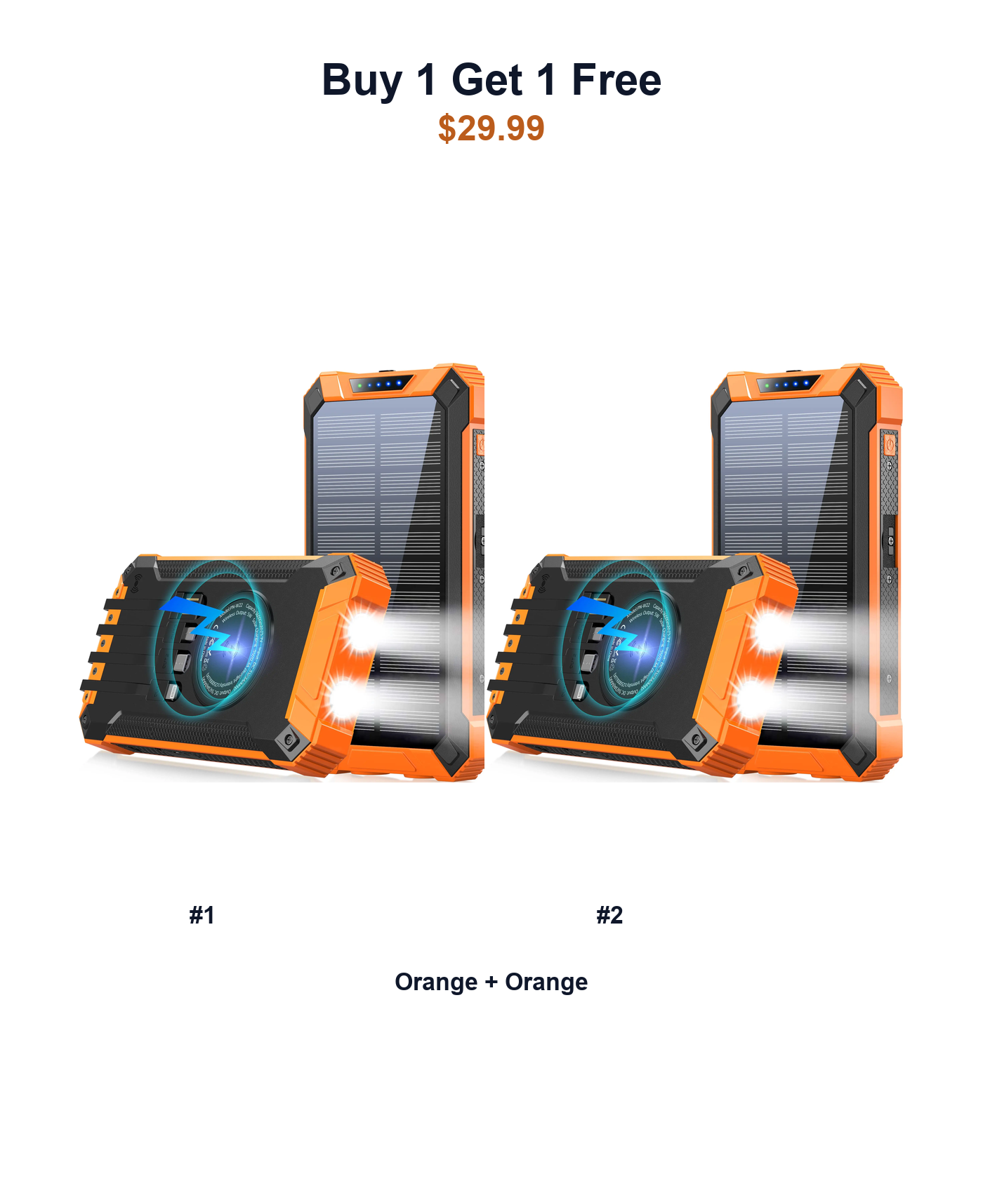 Buy 1 Get 1 Free W22 solar power banks Orange and Orange