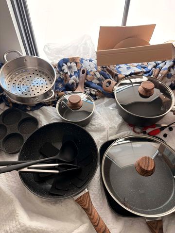 Customer photo for 25-Piece Ceramic Granite Cookware Set