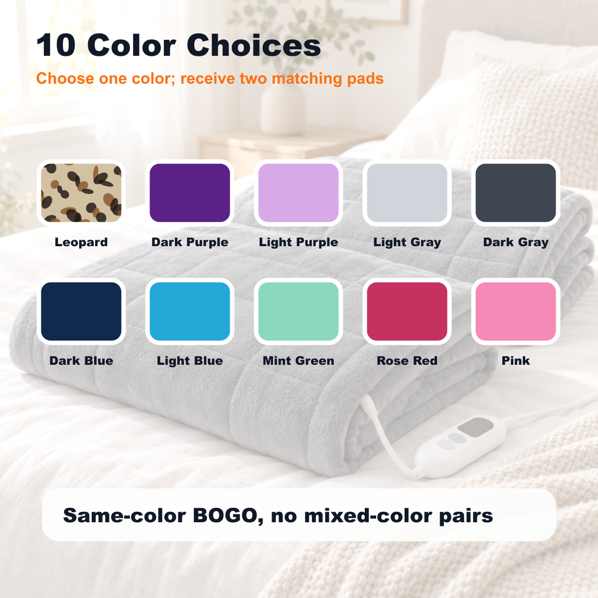 heating pad ten color choices