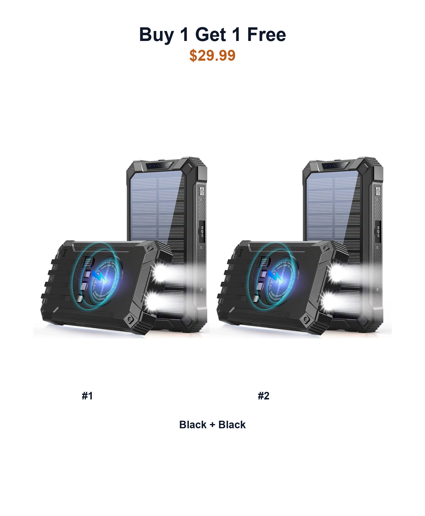 Buy 1 Get 1 Free W22 solar power banks Black and Black