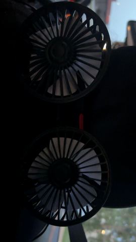Customer photo for BOGO Dual-Head Car Fan with Desktop Base
