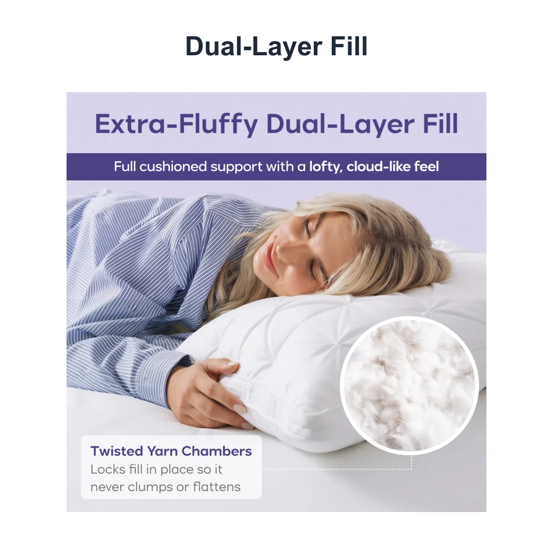 dual layer down alternative pillow fill detail
