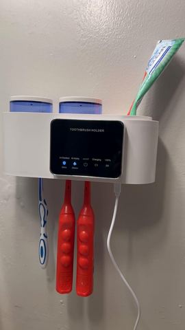 Customer photo for Wall Mounted Toothbrush Holder Sterilizer BOGO Bundle