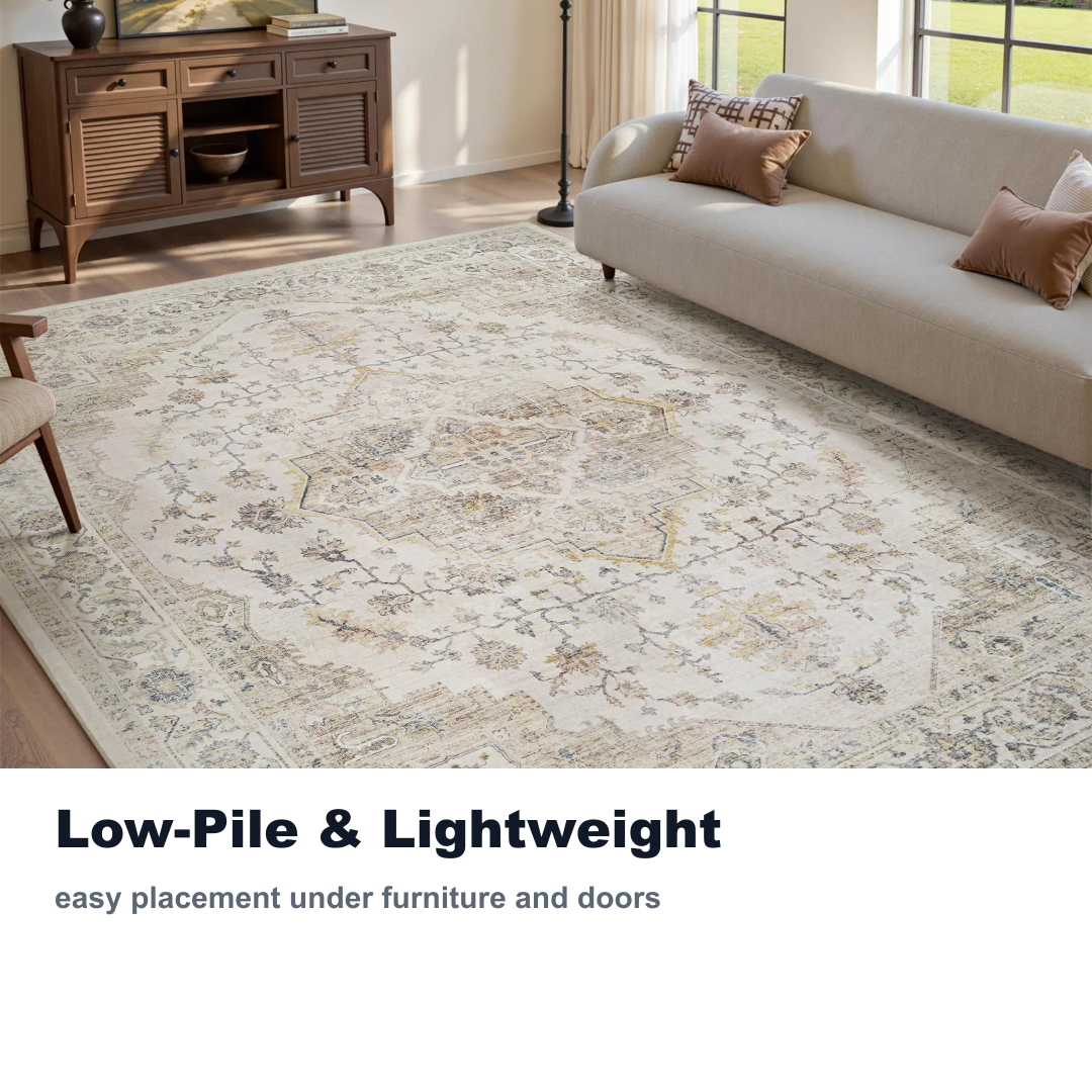 low pile lightweight foldable washable rug