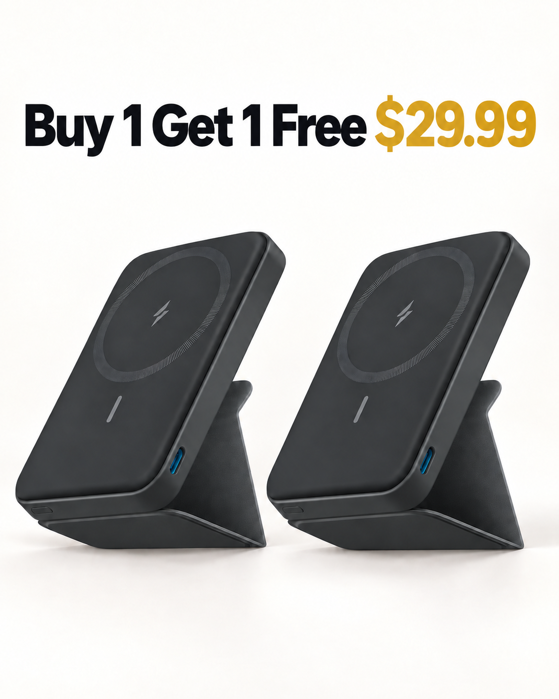 Buy 1 Get 1 Free two Gray magnetic power banks 29.99 USD