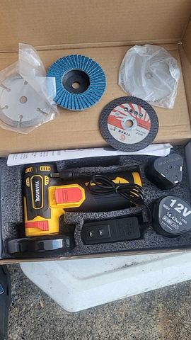 Customer photo for 12V Mini Cordless Angle Grinder BOGO