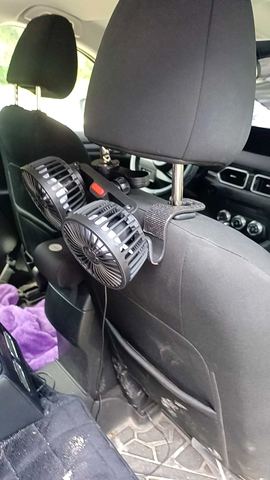 Customer photo for BOGO Dual-Head Car Fan with Desktop Base
