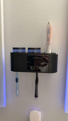 Customer photo for Wall Mounted Toothbrush Holder Sterilizer BOGO Bundle