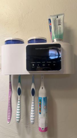 Customer photo for Wall Mounted Toothbrush Holder Sterilizer BOGO Bundle