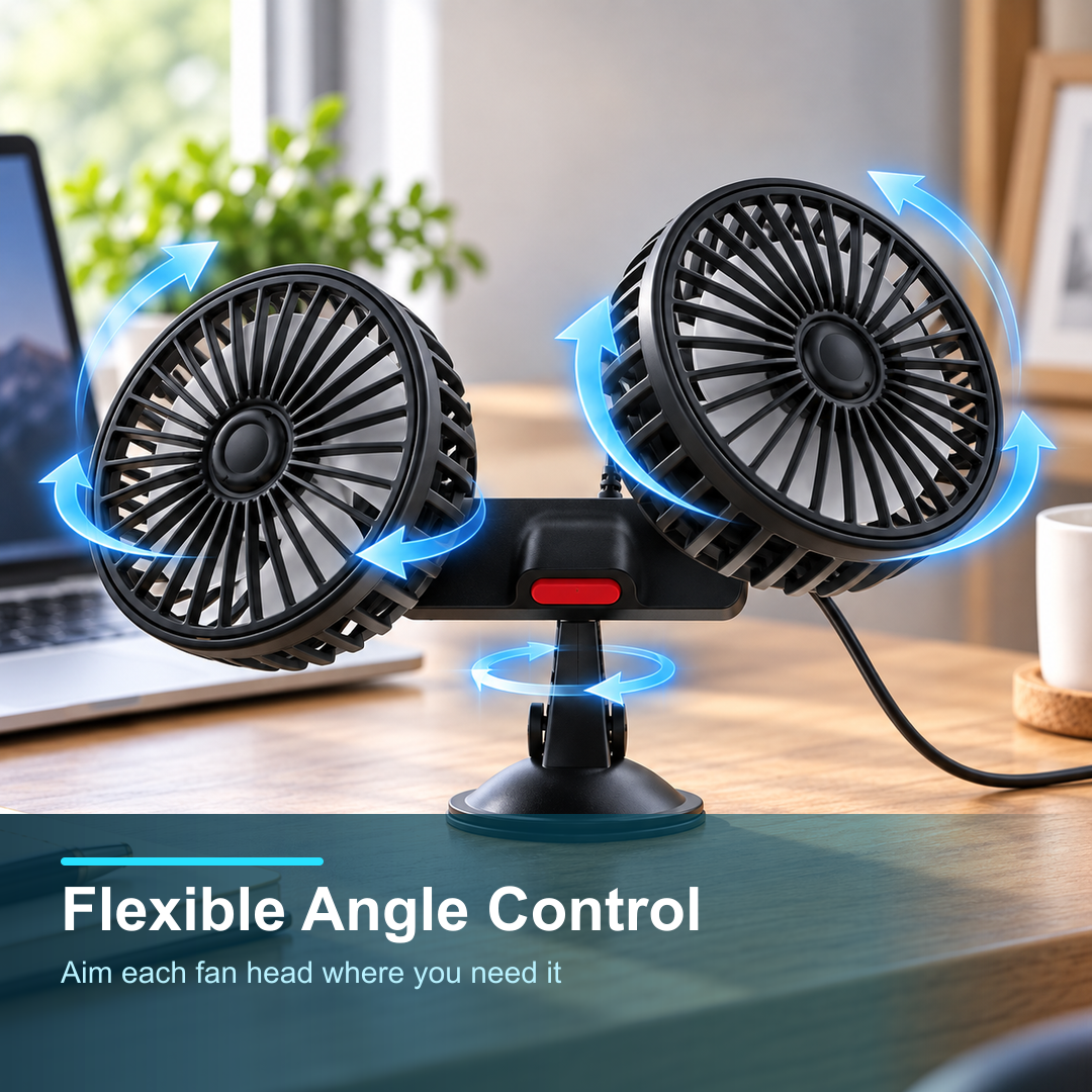 adjustable dual fan heads with wide rotation range