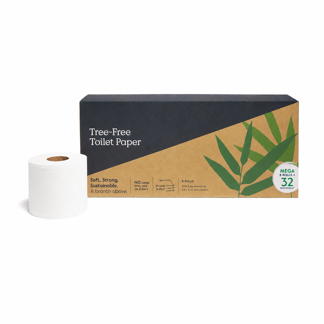 3-ply bamboo toilet paper box with 8 rolls