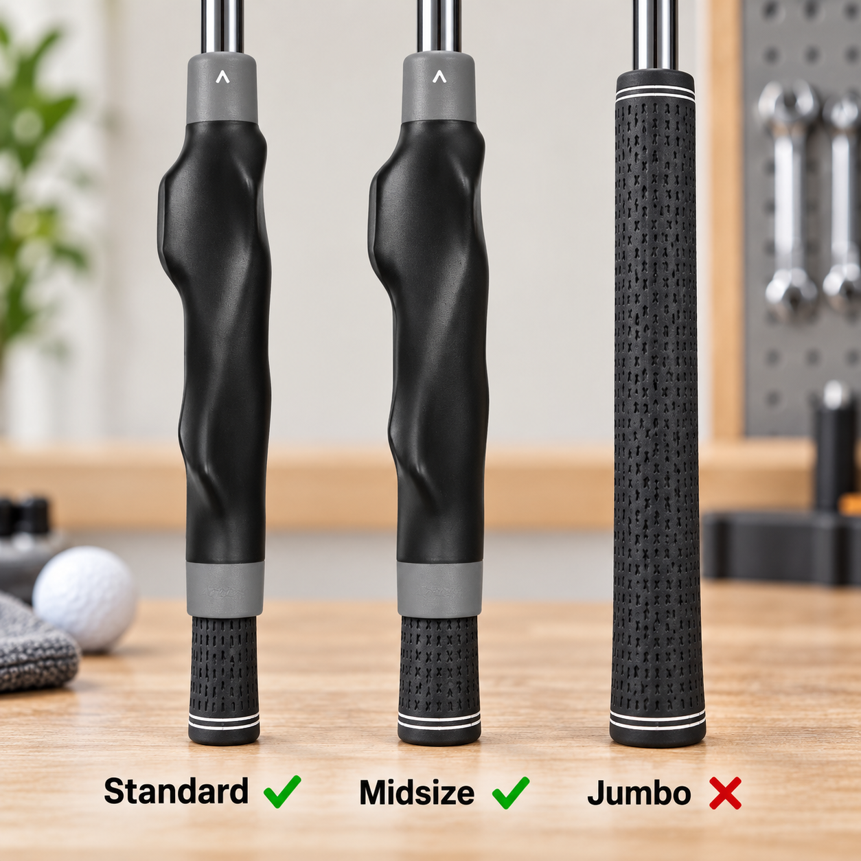 golf grip trainer fits standard and midsize grips but not jumbo grips
