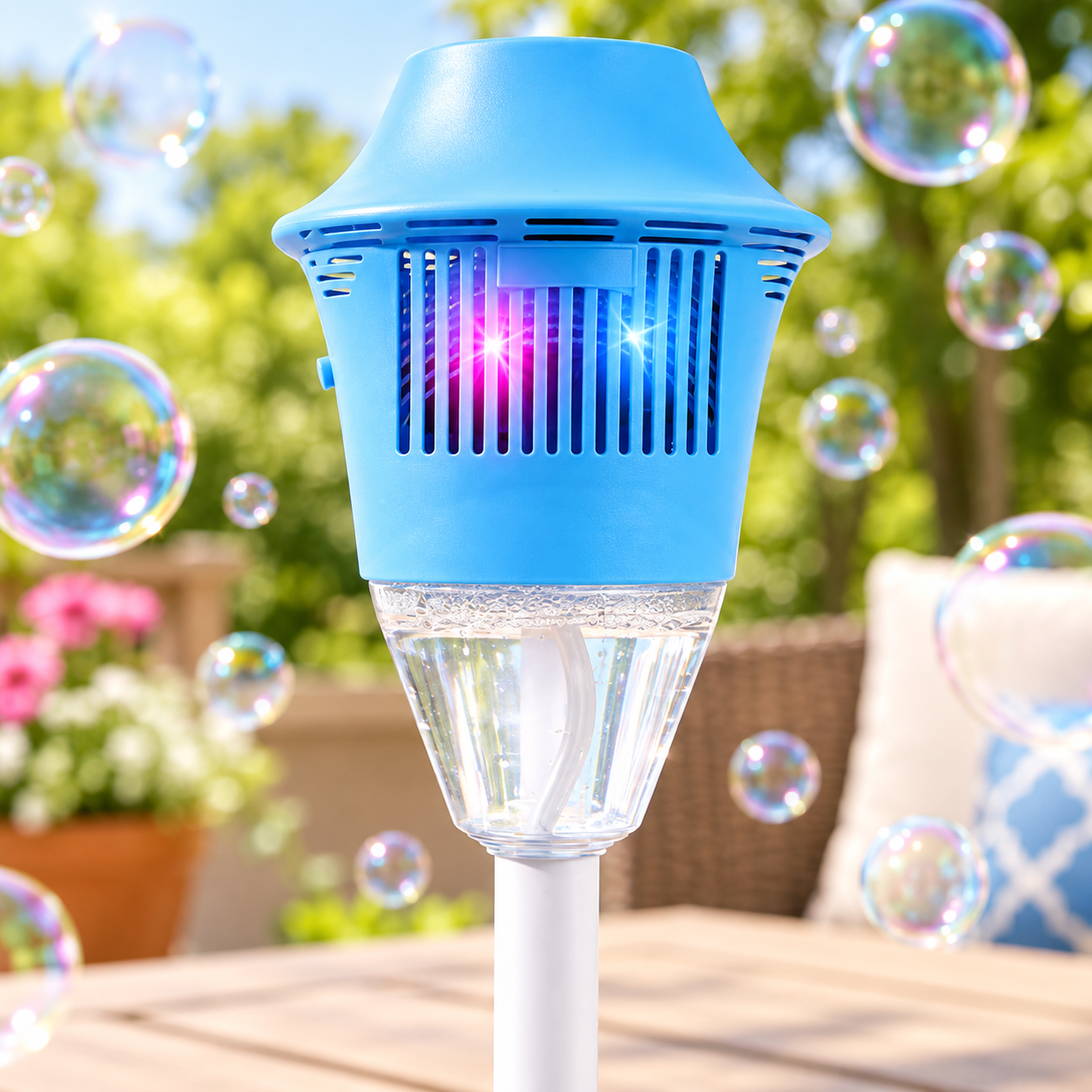 standing bubble maker lantern head with clear reservoir