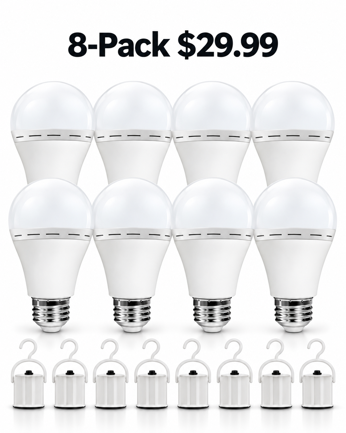 8-Pack rechargeable LED emergency light bulbs bundle deal $29.99