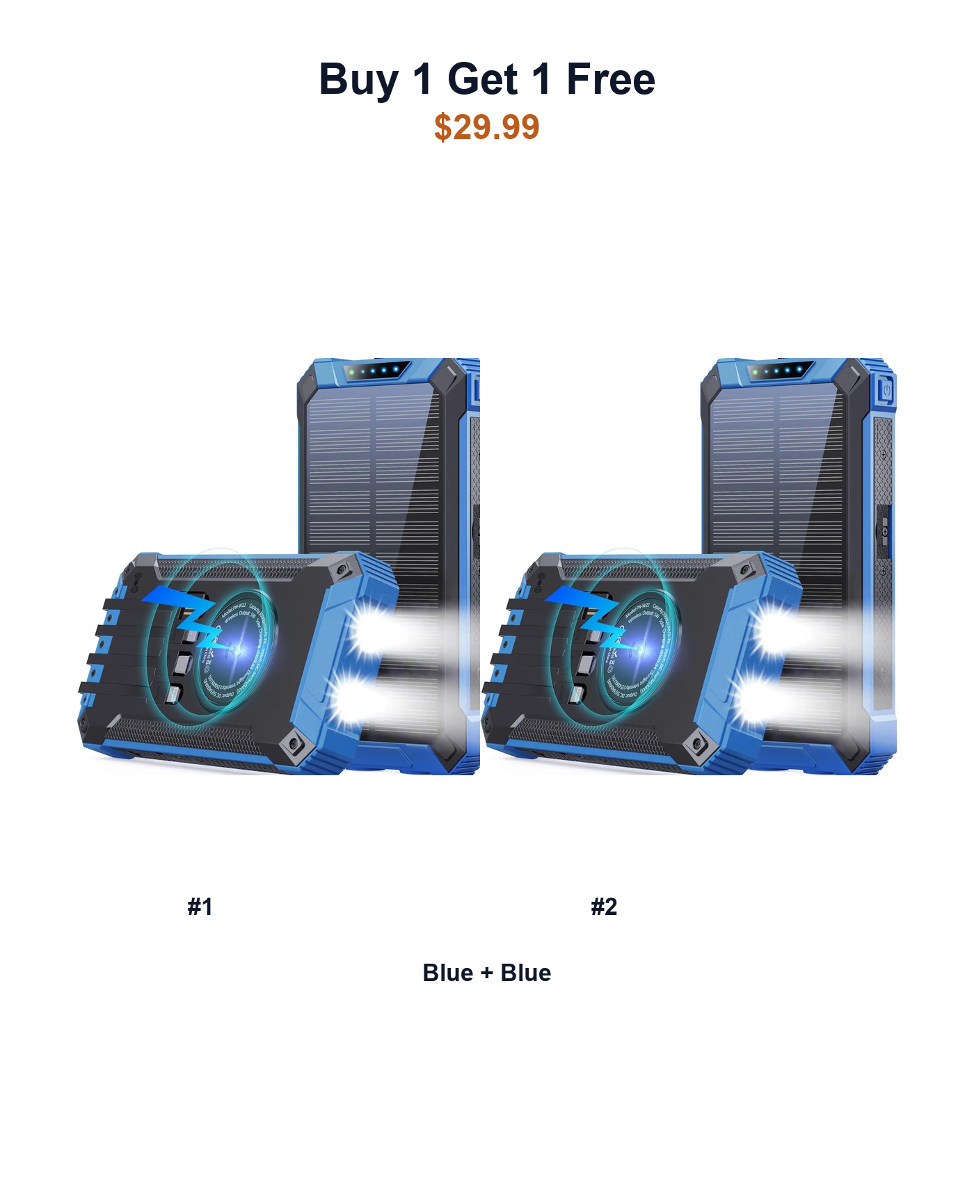 Buy 1 Get 1 Free W22 solar power banks Blue and Blue