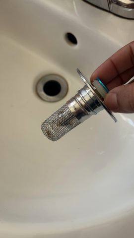 Customer photo for Stainless Steel Pop-Up Bathroom Sink Stopper Bundle