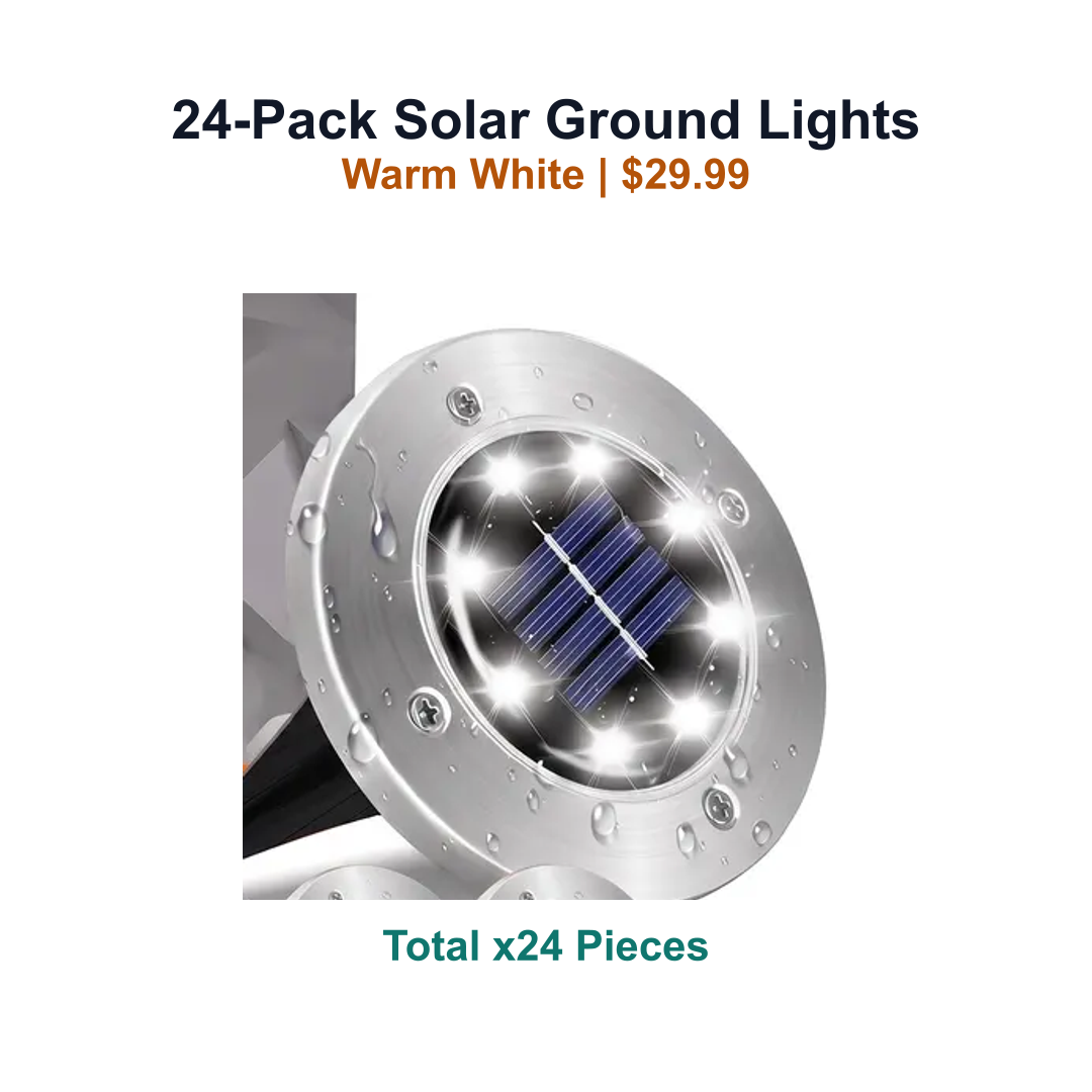 24-pack solar ground lights SKU image for Warm White 24 Pack