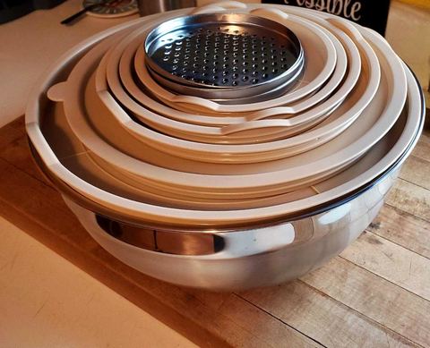 Customer photo for Stainless Steel Mixing Bowl Set with Lids & Graters - 2 Sets