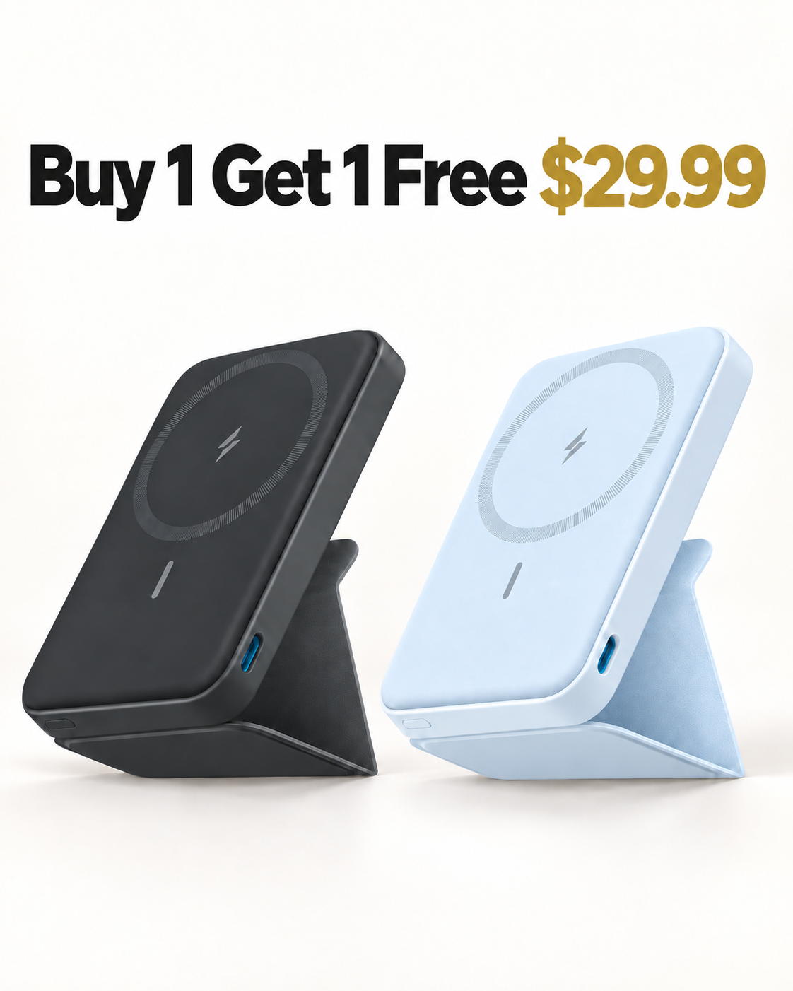 Buy 1 Get 1 Free magnetic power banks Gray and Powder Blue 29.99 USD