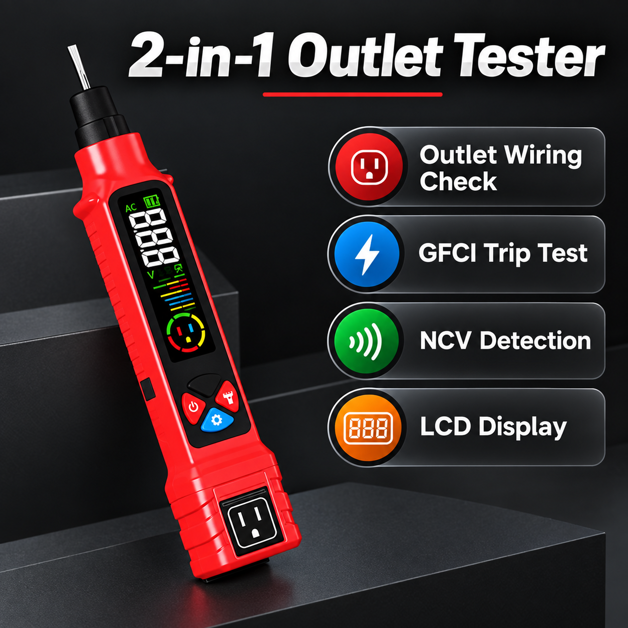 2-in-1 outlet tester core functions
