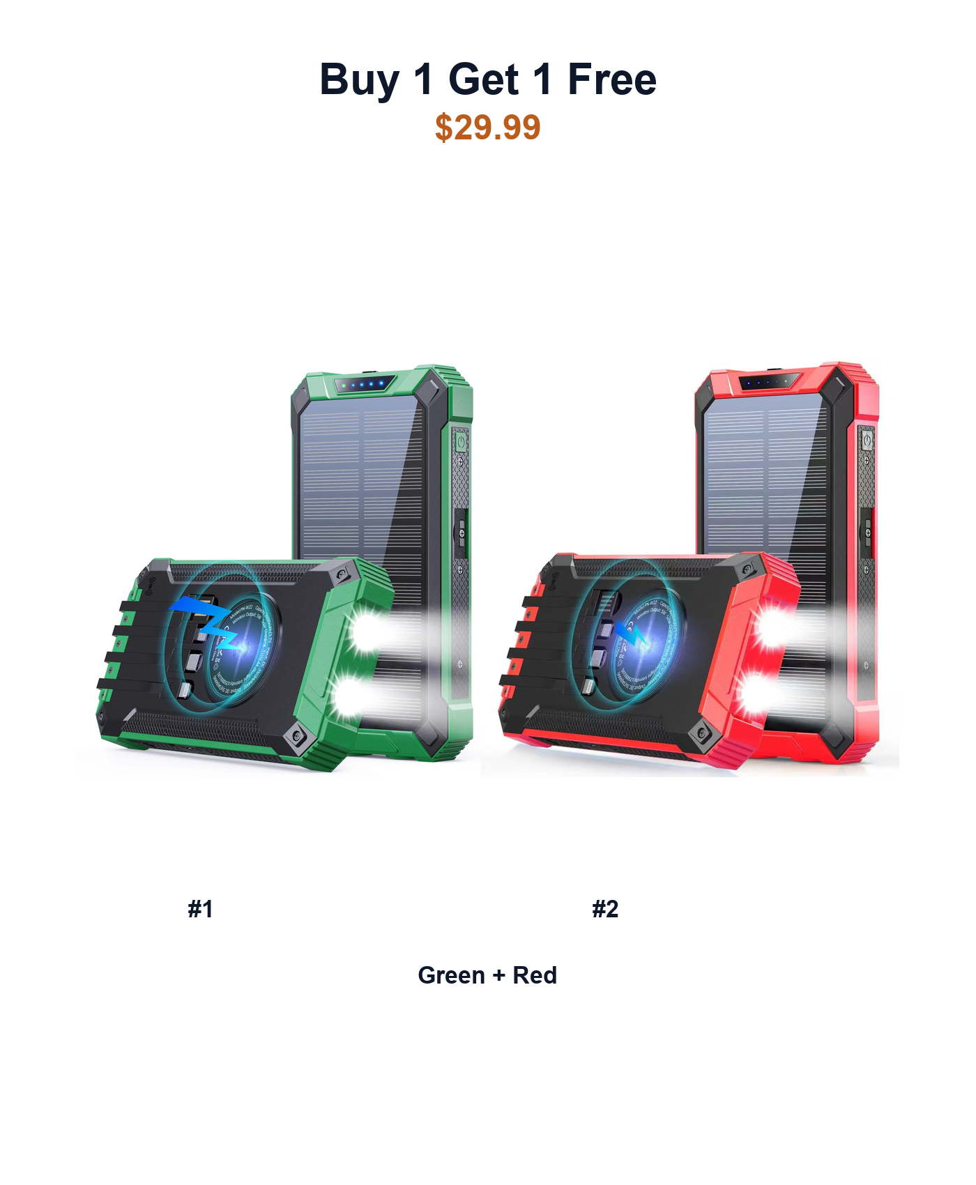 Buy 1 Get 1 Free W22 solar power banks Green and Red
