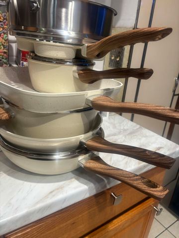 Customer photo for 25-Piece Ceramic Granite Cookware Set