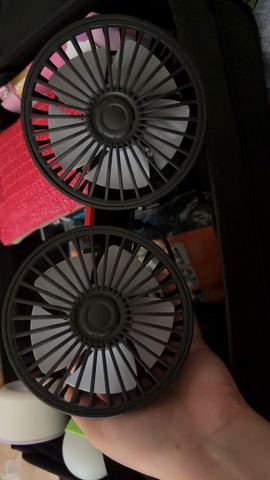 Customer photo for BOGO Dual-Head Car Fan with Desktop Base