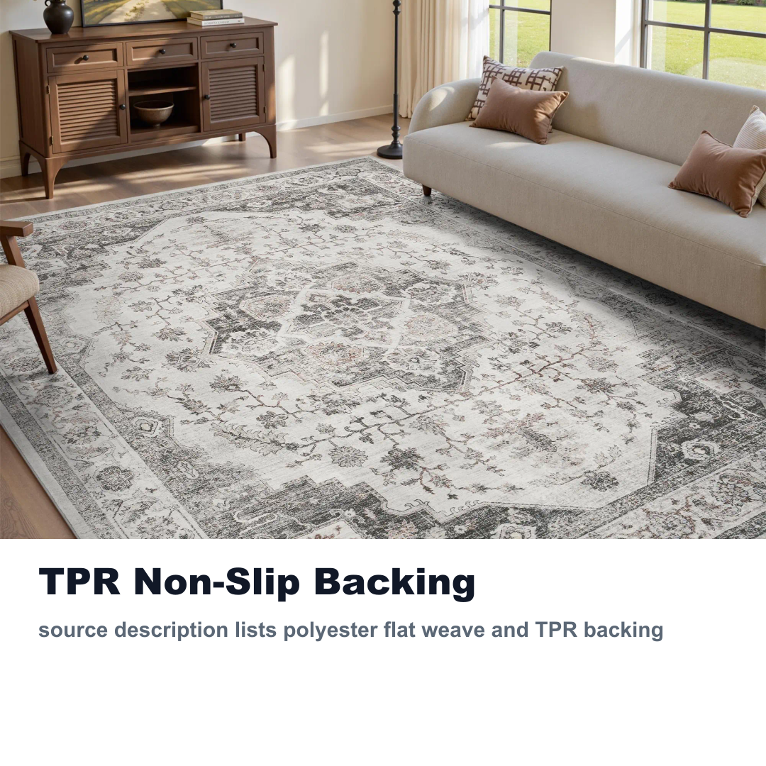 TPR non slip backing note for washable rug