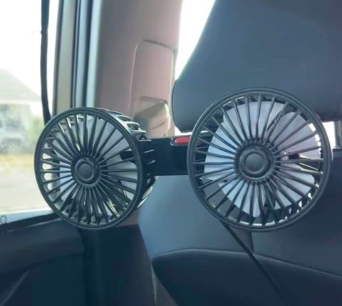 Customer photo for BOGO Dual-Head Car Fan with Desktop Base