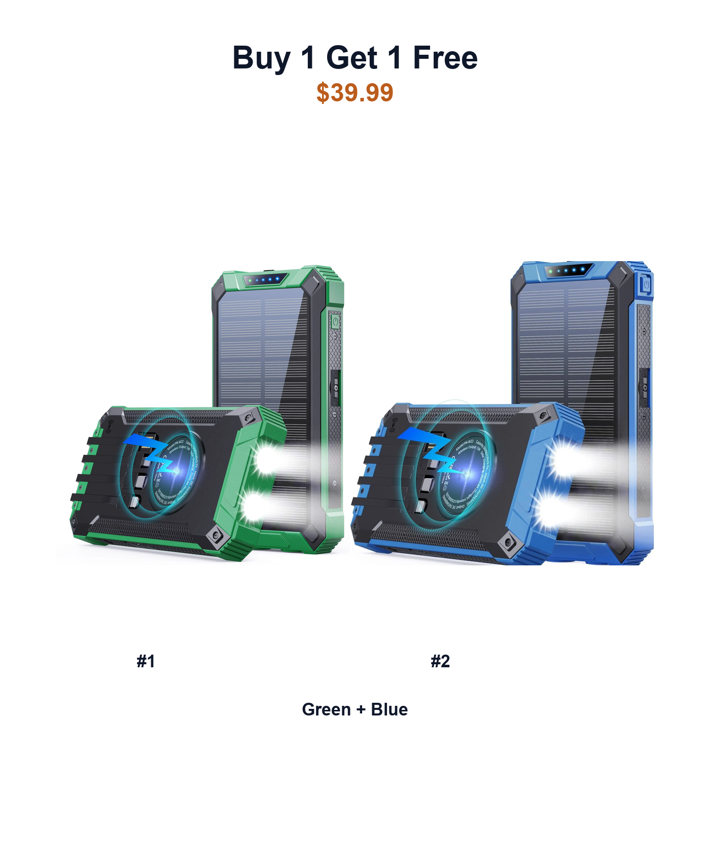 Buy 1 Get 1 Free W22 solar power banks Green and Blue