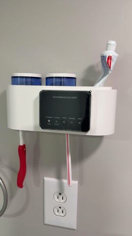 Customer photo for Wall Mounted Toothbrush Holder Sterilizer BOGO Bundle