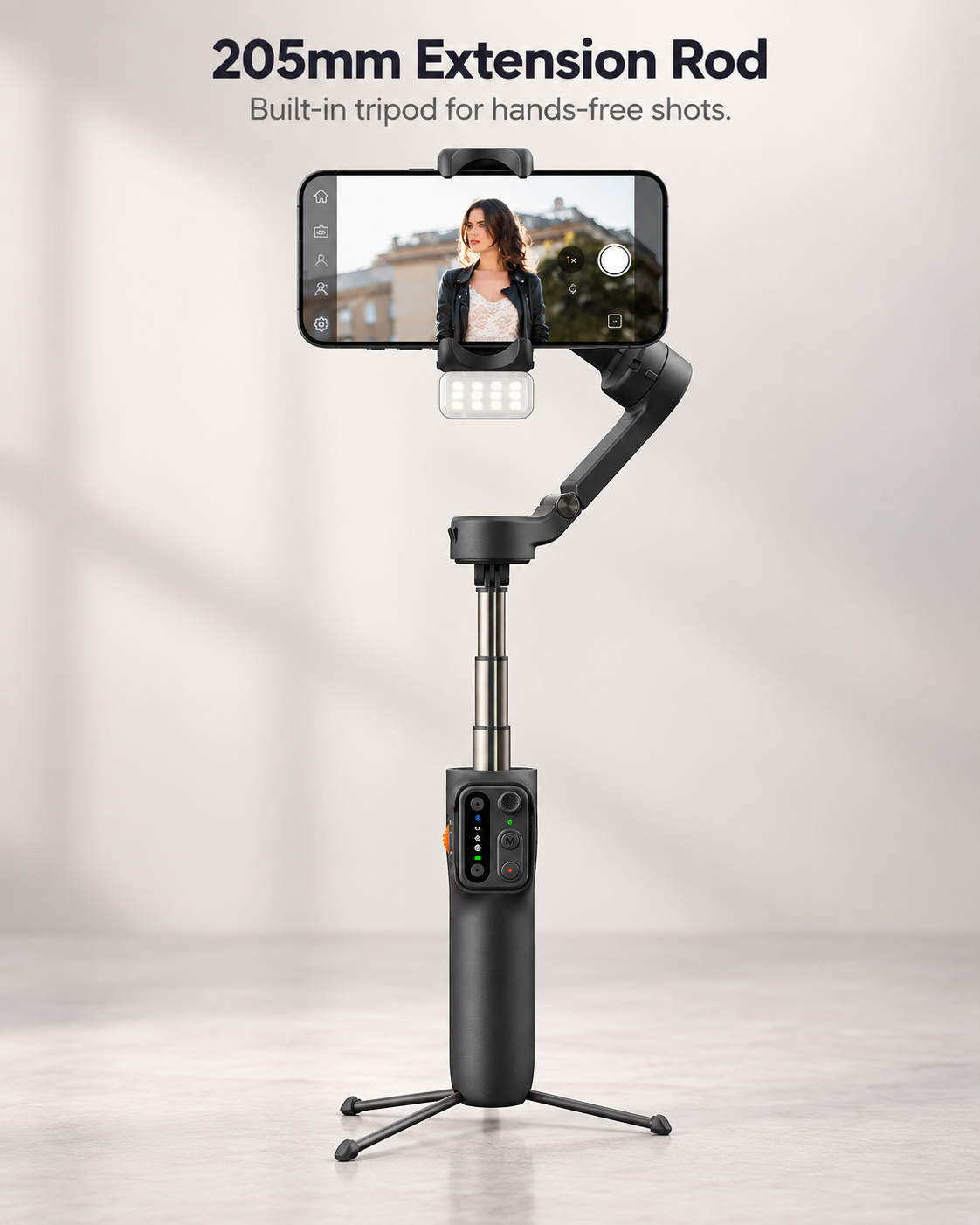 smartphone gimbal 205mm extension rod and tripod