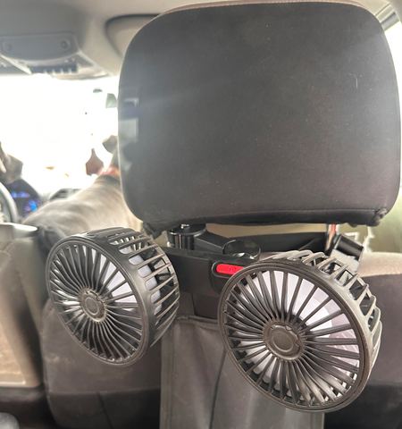 Customer photo for BOGO Dual-Head Car Fan with Desktop Base