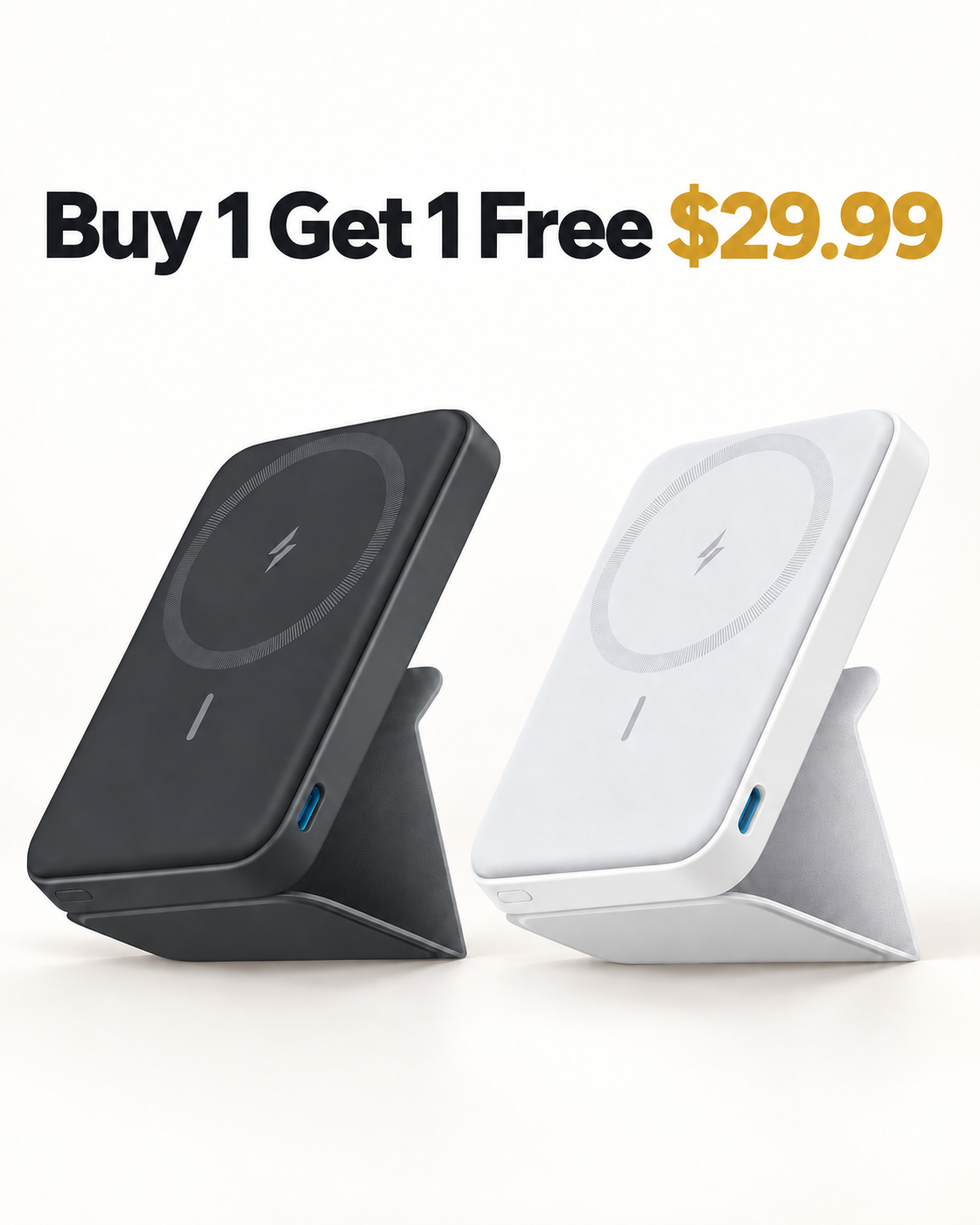 Buy 1 Get 1 Free magnetic power banks Gray and White 29.99 USD