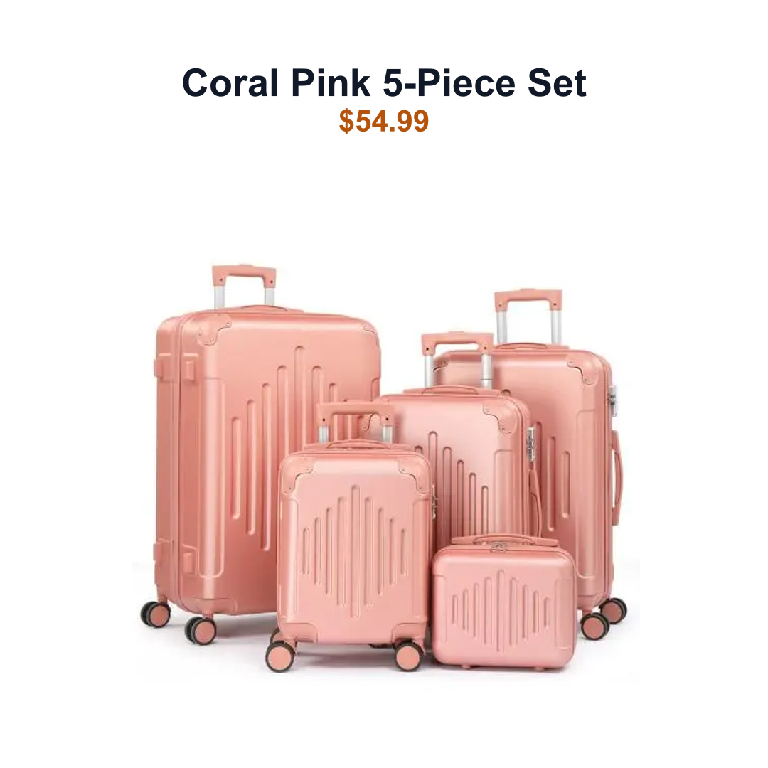 5-piece luggage SKU image for Coral Pink