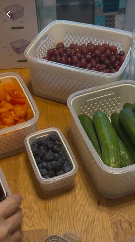 Customer photo for 5-Piece Fridge Organizer Containers - 2 Sets