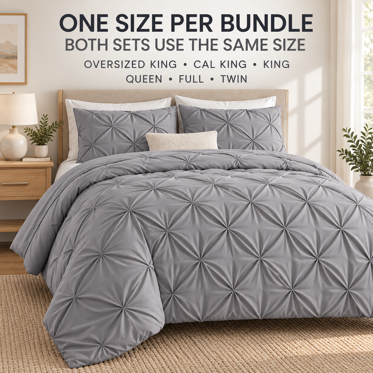 same size requirement for both pintuck bed in a bag sets