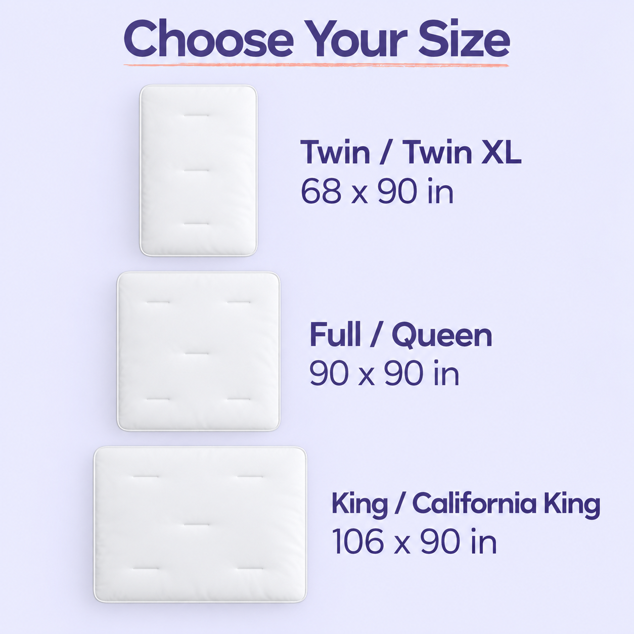 comforter size guide from Twin Twin XL through King California King